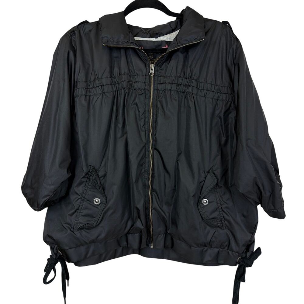 Eddie Bauer Black 3/4 Sleeve Zip Up Lightweight Jacket XXL